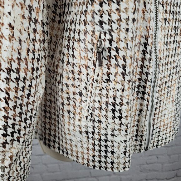 Chico's Brown Metallic Houndstooth Lightweight Full Zip Moto Jacket Size 3 US 16 - Picture 10 of 15